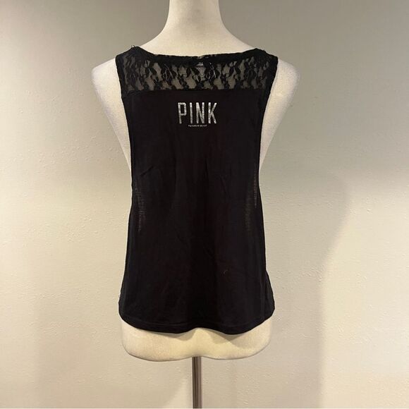 Pink Black Sleeveless crop Top with Silver Text” Take me away” size extra small - Picture 5 of 9